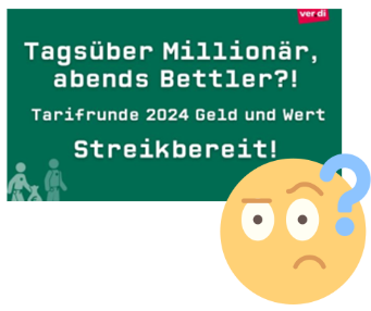 Ver.di bezeichnet Beschäftigte mit bis zu 21€ Stundengrundlohn als Bettler